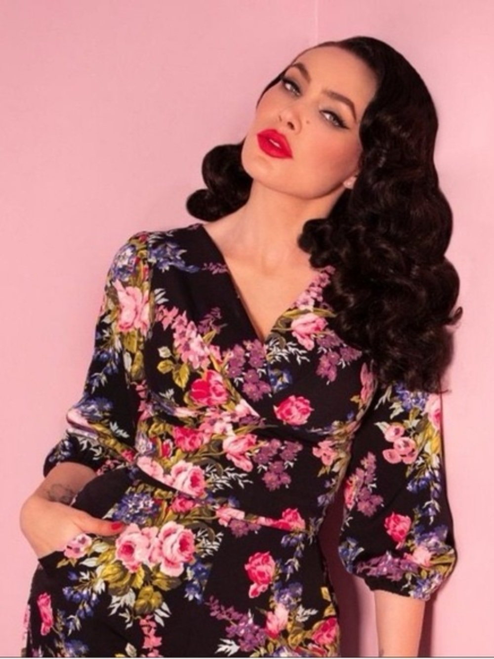 Vixen by Micheline Pitt Bawdy Crop Top in Floral